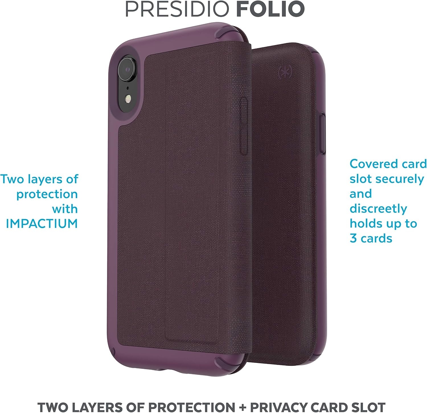 image:imageSpeck Products Presidio Folio iPhone XR Case Heathered Veronica PurpleVeronica PurpleVintage PurpleHeathered Veronica PurpleVeronica PurpleVintage Purple