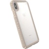 image:imageSpeck Presidio Grip iPhone XS Max Case  Slim Fit Silicone BlackBlackClear with Gold GlitterCalfskin Brown