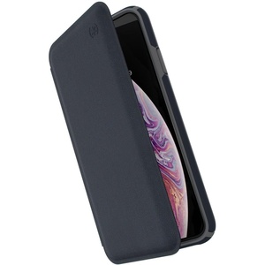 image:imageSpeck Products Presidio Folio Leather iPhone Xs Max Case BlackBlackHeathered Eclipse BlueEclipse BlueGunmetal Grey