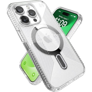 image:imageSpeck Clear iPhone 15 Pro Case  ClickLock NoSlip Interlock Built for MagSafe Drop Protection Grip  Scratch Resistant AntiYellowing 61 Inch Phone Case  Presidio Grip ClearChromeiPhone 15 Pro