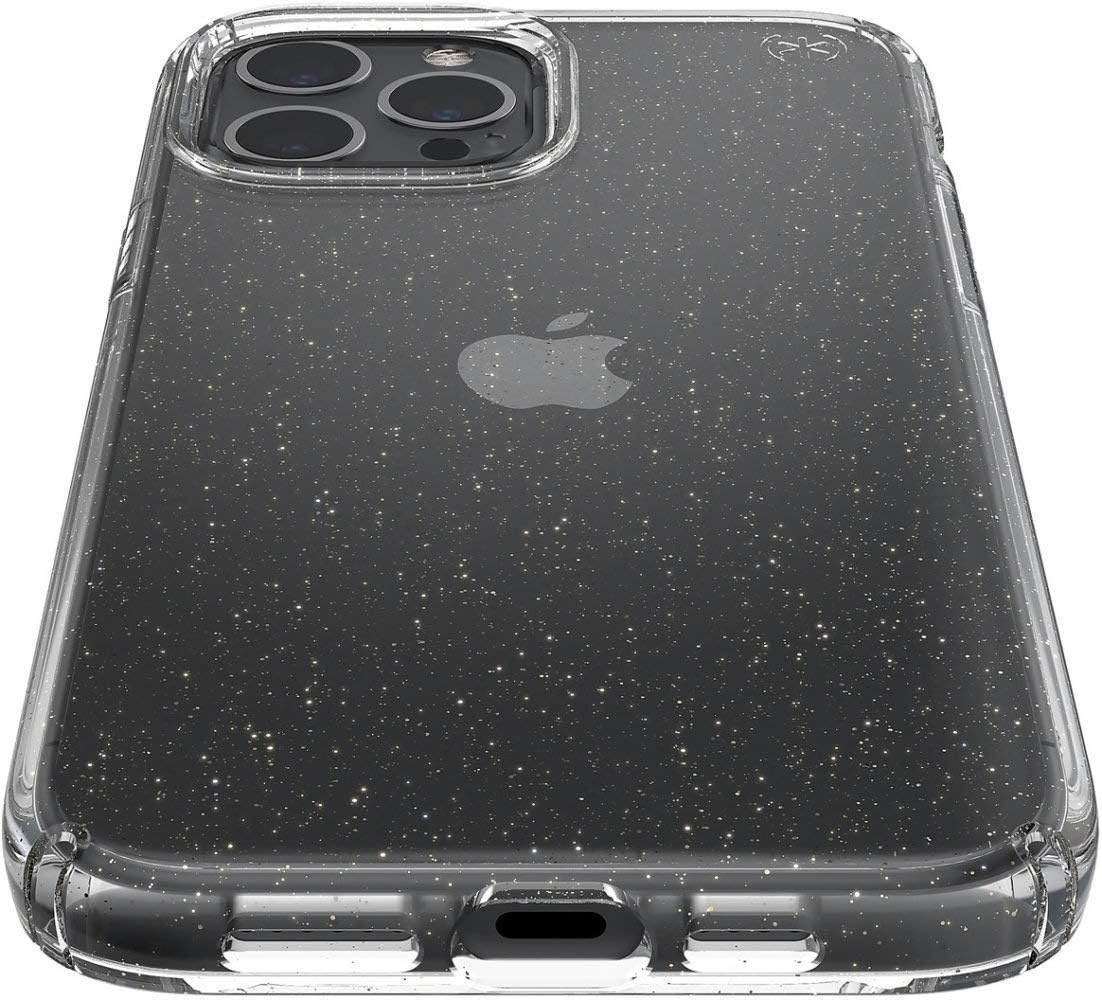 image:imageSpeck Products Presidio Edition iPhone 12 Pro Max Case WhiteRosy PinkWatercolor RosesClear with Gold GlitterClear