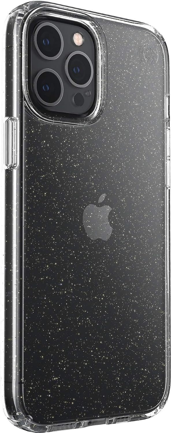 image:imageSpeck Products Presidio Edition iPhone 12 Pro Max Case WhiteRosy PinkWatercolor RosesClear with Gold GlitterClear