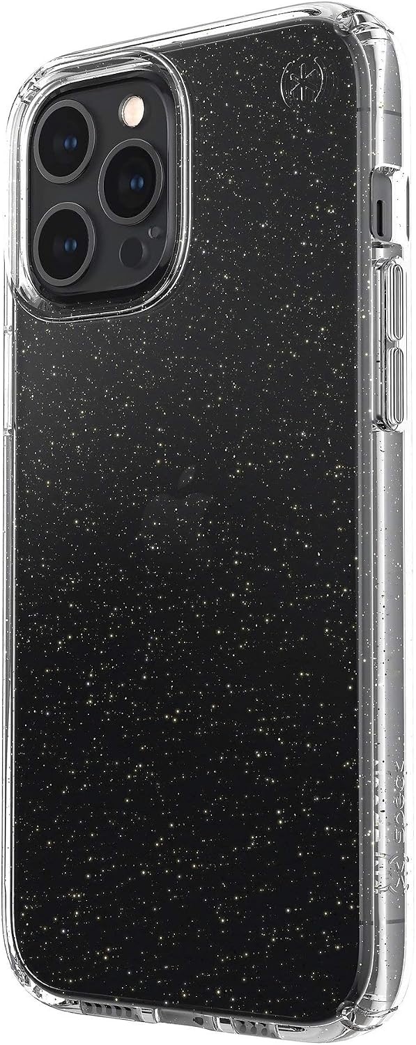 image:imageSpeck Products Presidio Edition iPhone 12 Pro Max Case WhiteRosy PinkWatercolor RosesClear with Gold GlitterClear