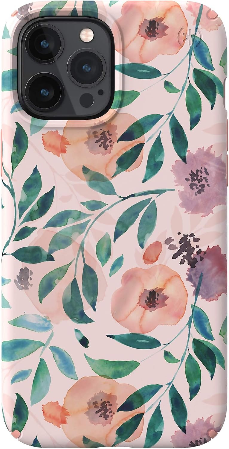 image:imageSpeck Products Presidio Edition iPhone 12 Pro Max Case WhiteRosy PinkWatercolor RosesWhiteRosy PinkWatercolor Roses