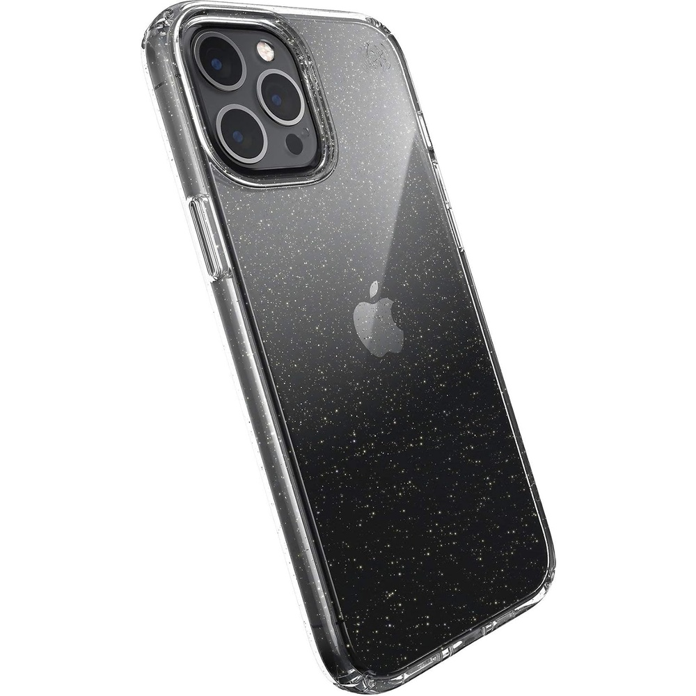 image:imageSpeck Products Presidio Edition iPhone 12 Pro Max Case WhiteRosy PinkWatercolor RosesClear with Gold GlitterClear